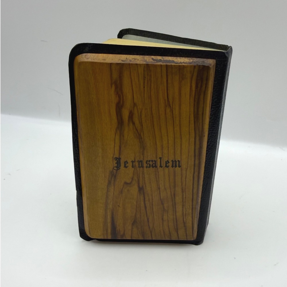 Vtg Mini New Testament Bible Olive Wood Jerusalem Souvenir KJV Patriotic 1960 - Picture 2 of 9